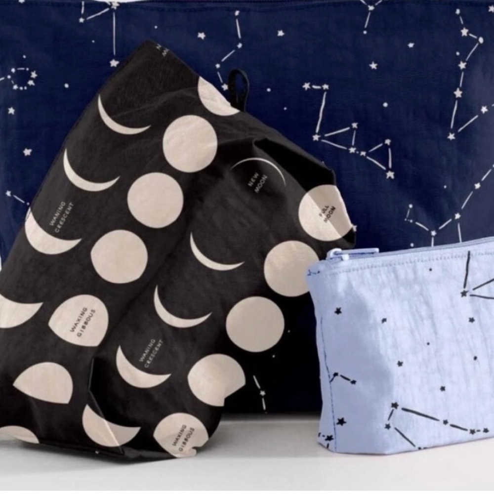 BAGGU Constellation and Moon Phase Tote Set - Black and Blue